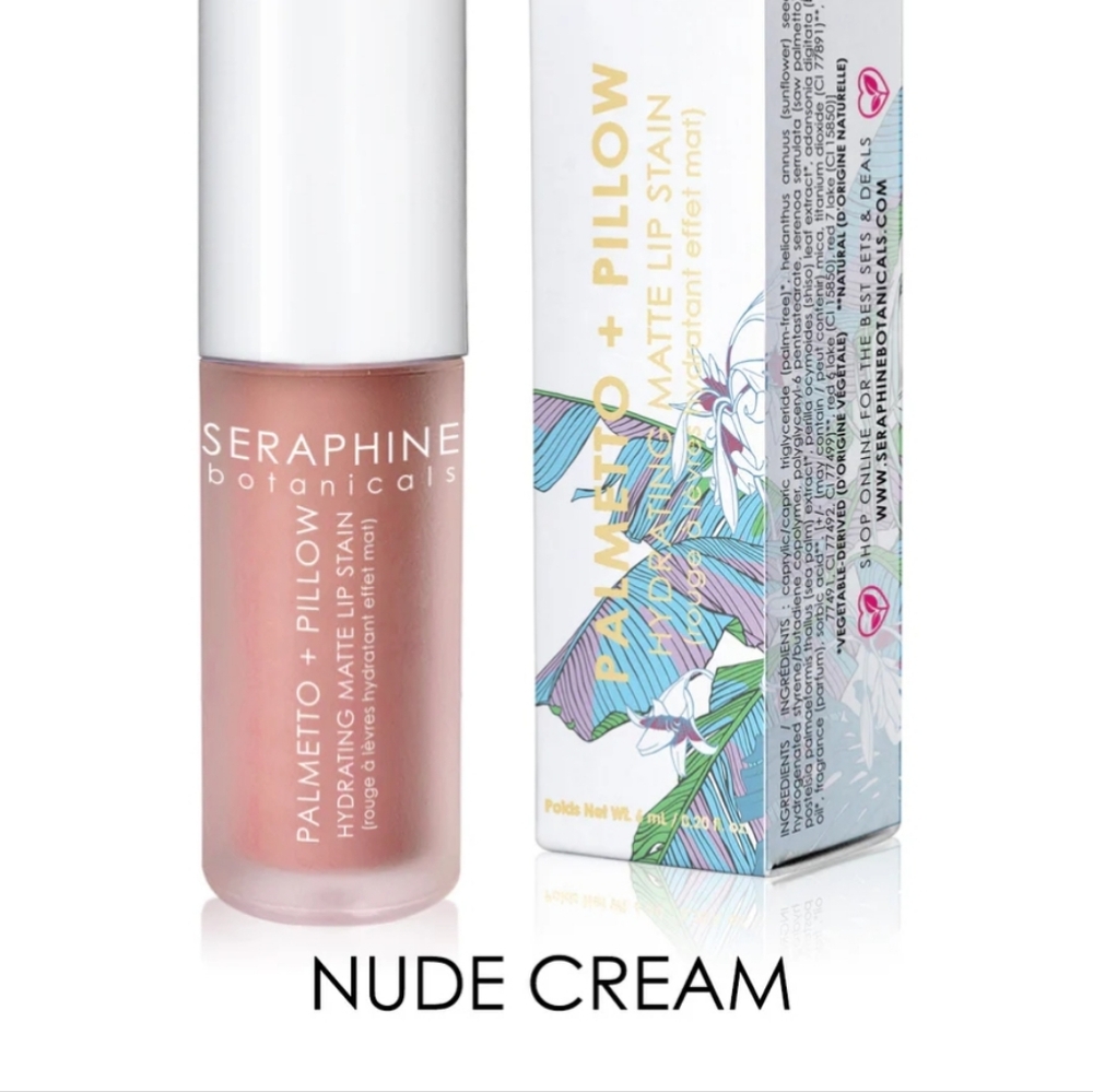 Seraphine Botanicals Palmetto+Pillow Hydrating Matte Lip Stain Shade Nude Cream